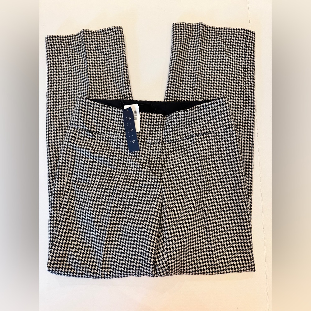 Magaschoni Black and White Houndstooth Wool and Cashmere Trousers